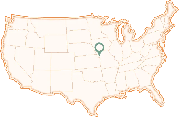 Map of the United States marking St. Joseph, Missouri